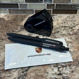 Porsche Black Pen Set with Pencil Sharpener and Wet Cloth
